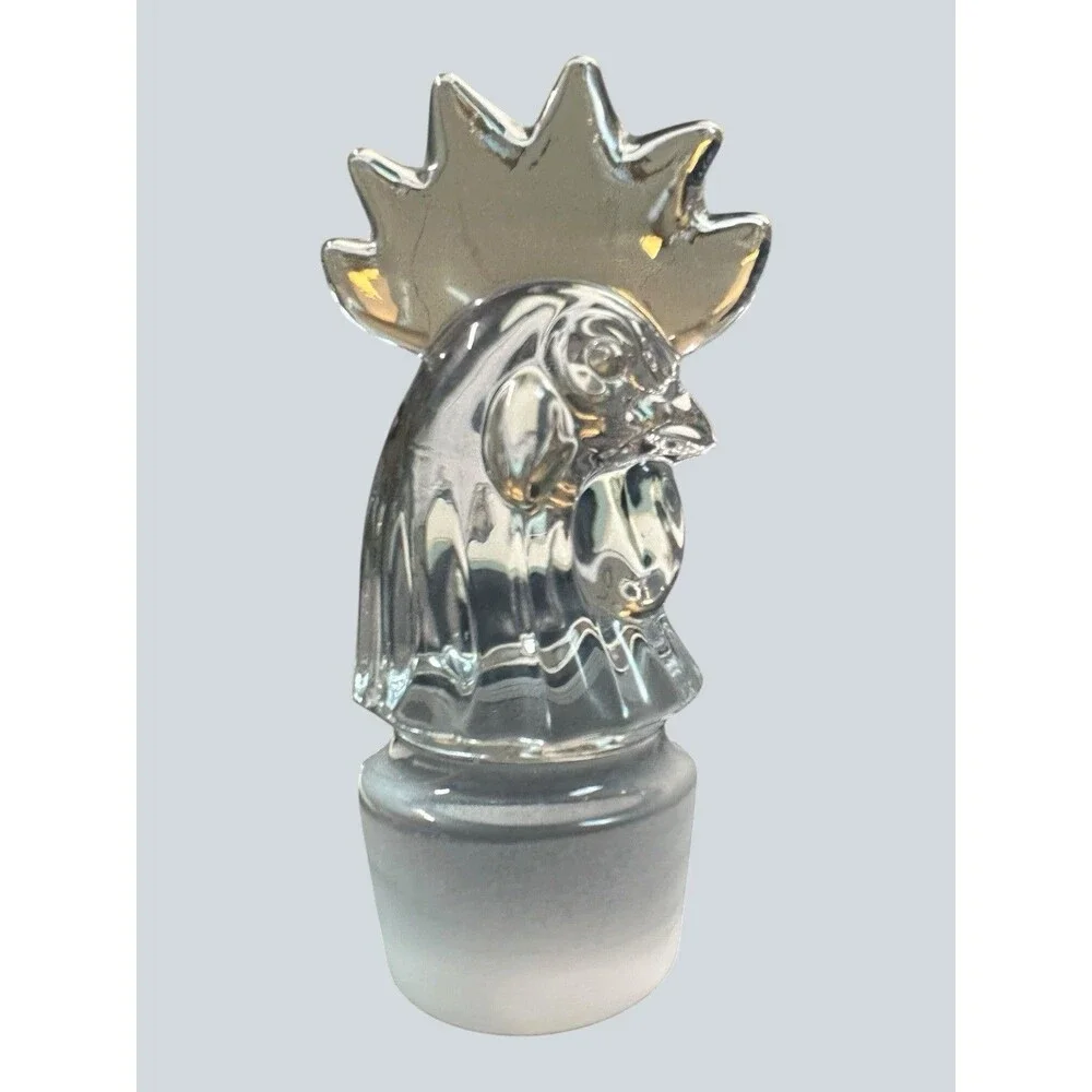 Vintage Heisey Glass Orchid Rooster Head Decanter Stopper